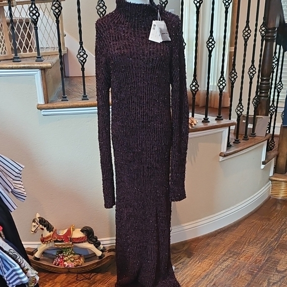 Helmut Lang Deep Purple Long Sleeve Dress